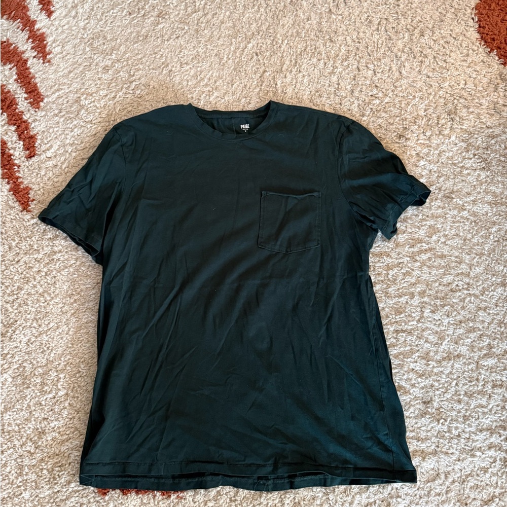 PAIGE Forest Green Short Sleeve Tee Size L in like new condition